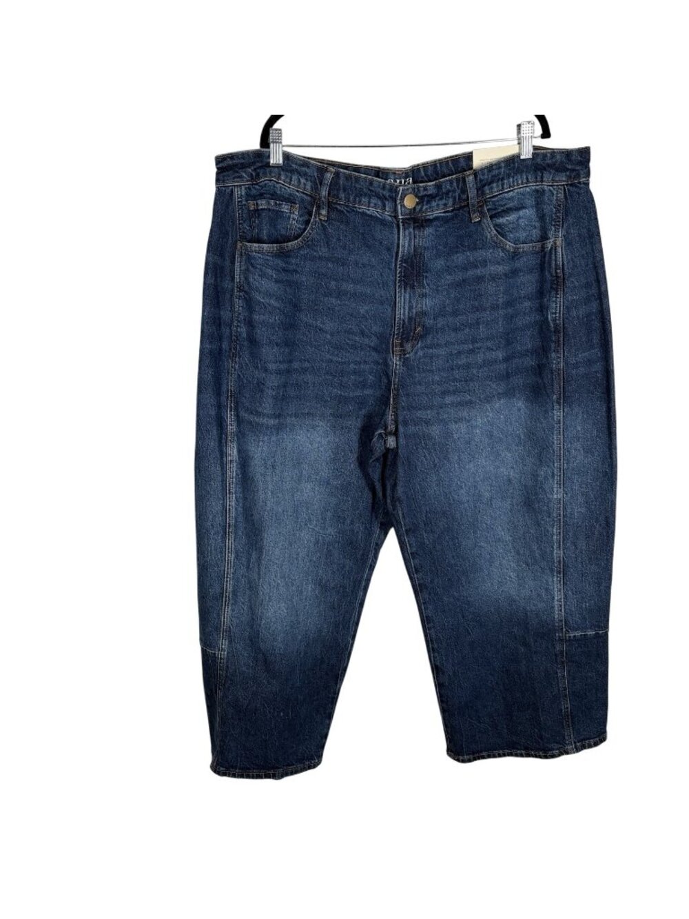 a.n.a Woman Plus Sz 20W Blue Dark Wash Denim Highest-Rise Barrel Jeans NWT - Picture 3 of 14